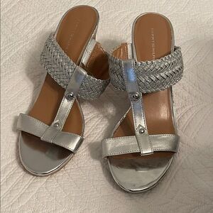 Tommy Hilfiger Silver and Tan Women's Sandals